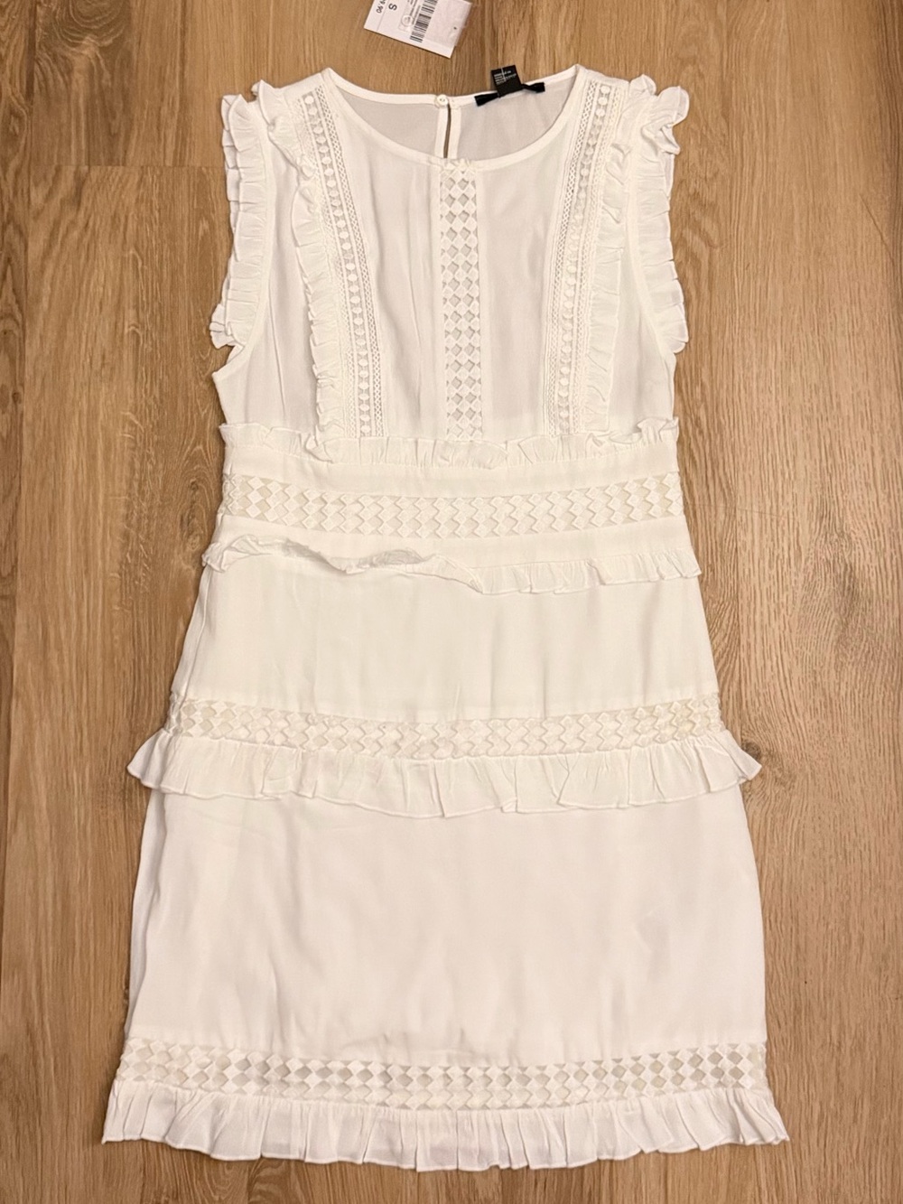 Forever 21 White Ruffle Lace Trim Dress